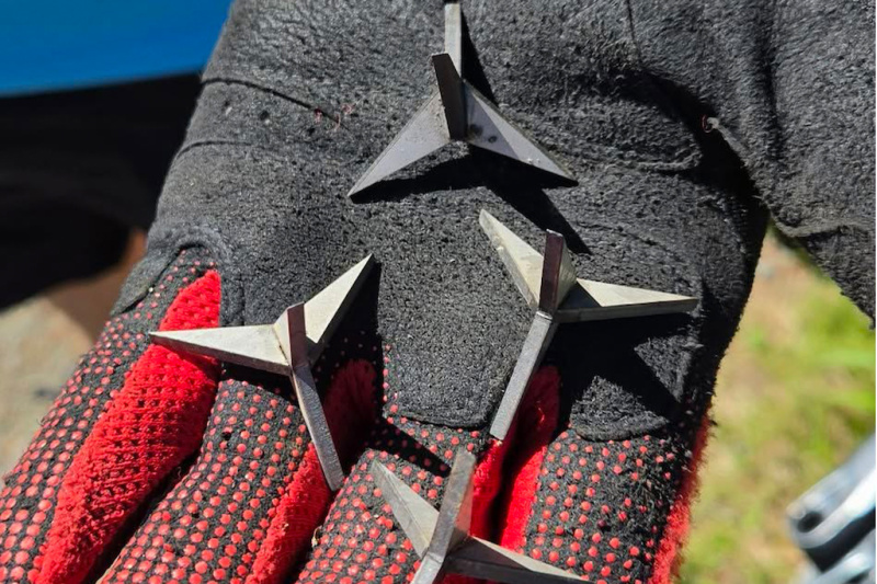 booby traps found partially buried on the trail