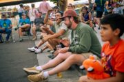 Expo cheers during giveaways and the Flat Tire World Series